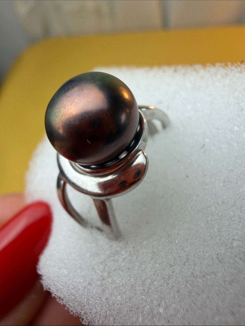 Black Pearl Sterling Silver 925 Ring Sz. 7